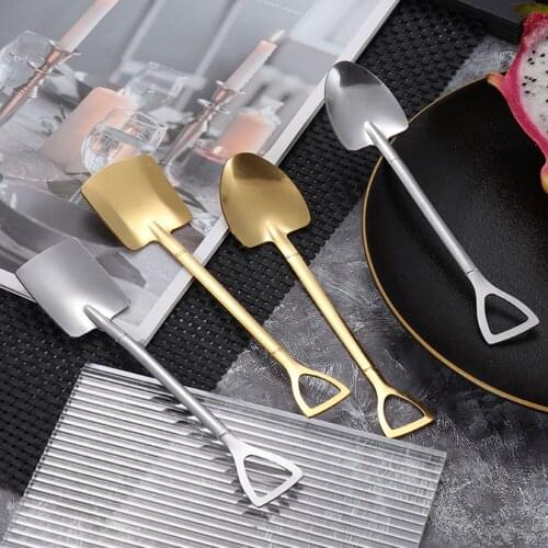 Spoon Stainless Steel Spade Dessert Spoon Domstic Use Multifunctional Fruit Cake Ice Cream Coffee Kitchen Seasoner Shovel Spoon