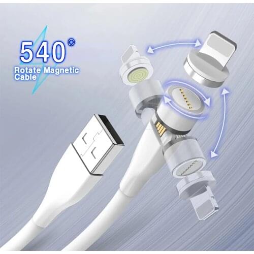Magnetic 540 Degree Rotatable Phone Charging Cord 5A Magne Cable For iPhone 11 12 Pro Max Xiaomi Huawei Samsung USB Phone Cable