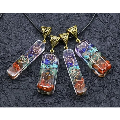 Merkaba 7 Chakras Crystal Stones Orgone Pendant Generator Energy Accumulator Orgonite Hex Chakra Pendant Necklace Unisex