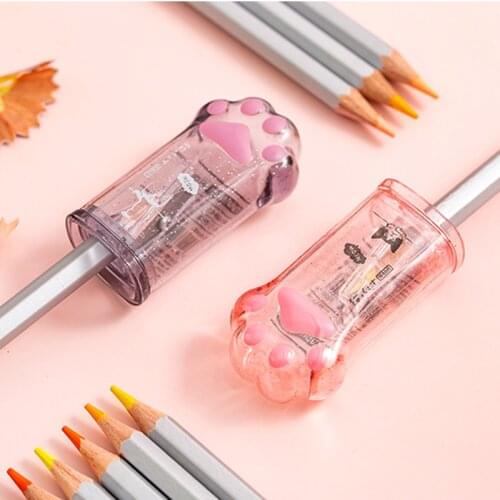 Lovely Cat Paw Pencil Sharpener Creative Transparent Cute Mini Hand Mechanical Cutter Knife Stationery Gift School Supplies
