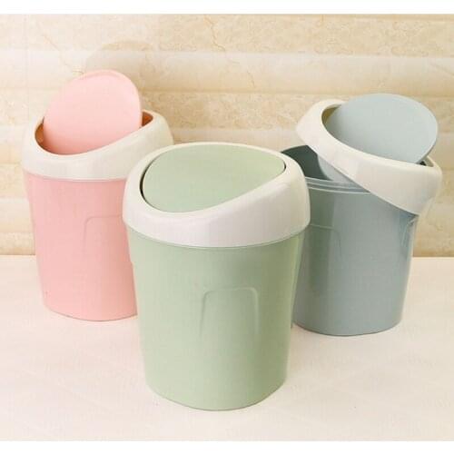 Mini Desktop Garbage Can Trash Waste Bin Basket Dustbin Container Home Car Case Y9UA