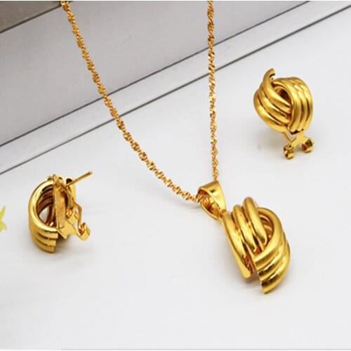 Nigerian Beads Necklace 18K Gold Jewelry Sets For Women Wedding 2020 New Trendy Earrings Party Jewellery Gift Female Jewelries