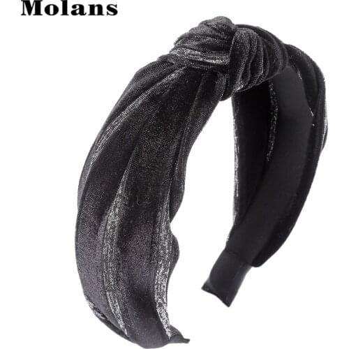 MOLANS Velvet Solid Headbands knotted Striped Hair Band 2020 New Bezel Women Fall Winter Hair Accessories Headwear For Girls