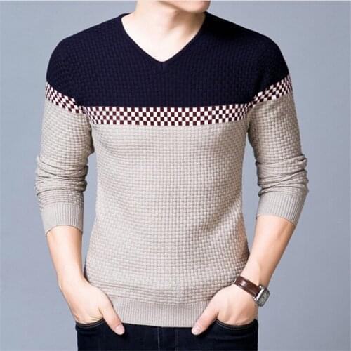 High quality men brand slim fit cotton sweater hot sale warm sweaters casual top quality color patchwork pullover