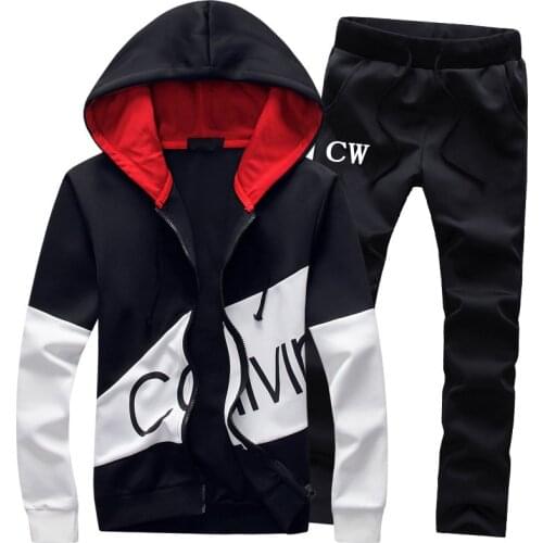 100% high-quality Men Sets 2020 Sporting Suit letters Print Sweatsuit Male Sportswear Jackets Hoodie with Pants Plus Size