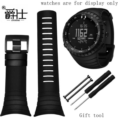 Soft Silicone Watchband Black Special Interface Wristband Replacement Belt For Suunto Core Series Rubber Sport Watch Chain