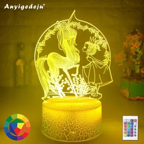 3D Unicorn NightLight LED Optical Illusion Lamps Remote Smart Table Lamp 16 Colors Decor Luminaria Lampara Girls Xmas Party Gift