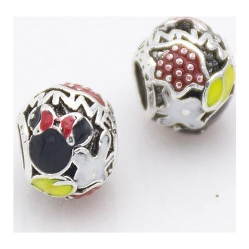 2021 New Popular European Cartoon Alloy Beads Mouse Minn Charm DIY Jewelry Making Fit Original Bracelet & Bangles Cheap 1Pcs