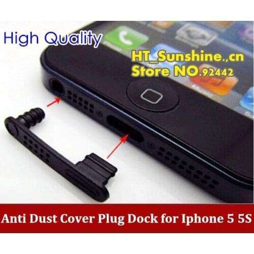 Wholesale! Anti Dust Cover Plug Dock Charger Data + Audio Earphone Port Cap Stopper Fit For iphone 5 5s