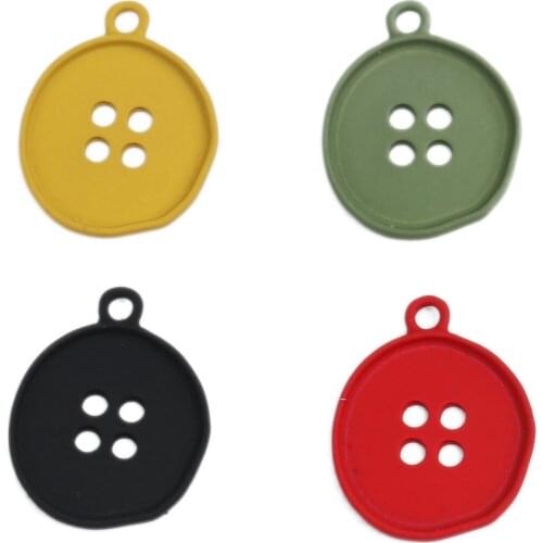 Candy Color Button Round Charms Zinc Based Alloy 24mm x 19mm For DIY Necklace Jewelry Handmade Making, 10 PCs