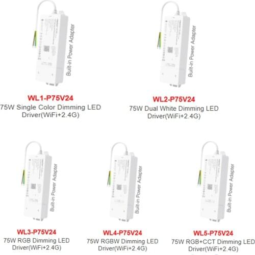 MiBOXER 85V-235V to 24V 75W WiFi 2.4G Remote Control Dimming LED Driver Single Color/Dual White/RGB/RGBW/RGBCCT LED Strip