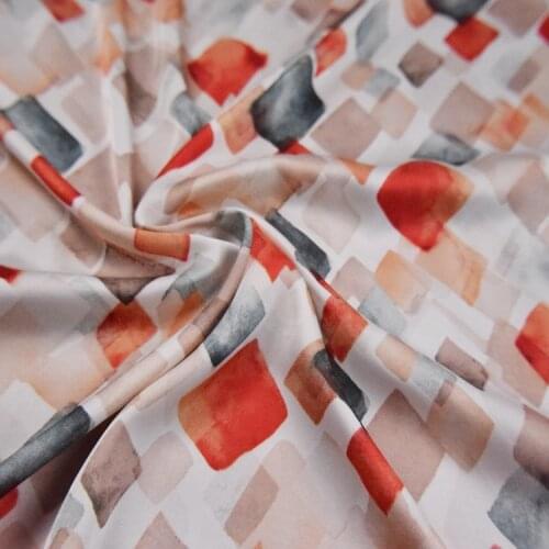 Imitation Silk Satin Chiffon Hit Color Magical Geometric Rhombus Stretch Fabric Dress Cheongsam Pajamas Handmade DIY Fabric