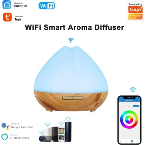 Tuya Smart WiFi Colorful Humidifier 400ml Household Essential Oil Diffusion Atomization Diffuser Works With Alexa Google Home