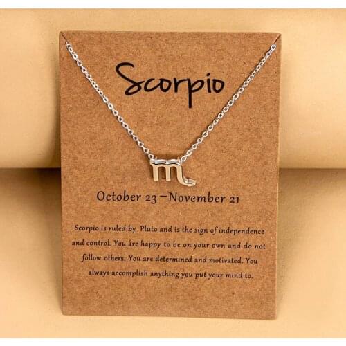 New 12 Horoscope Zodiac Sign Pendant Necklace Aries Leo 12 Constellations Jewelry Kids Christmas Gifts