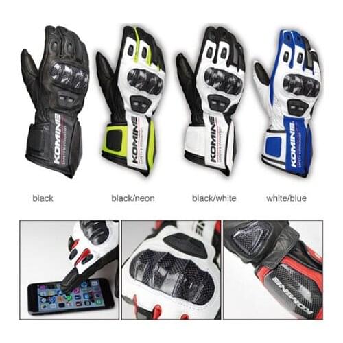 Spring and summer breathable leather motorcycle riding gloves wear-GK-198 black touch screen