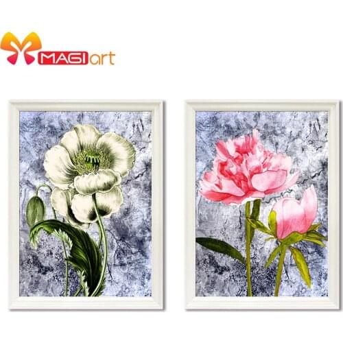 Cross stitch kits Embroidery needlework sets 11CT water soluble canvas patterns 14CT Flower painting in water colours-NCMF081
