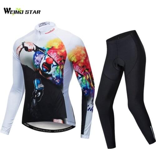 Weimostar Long Sleeve Cycling Jersey Set Autumn Clown Cycling Clothing MTB Bike Wear Breathable Bicycle Clothing Ropa Ciclismo