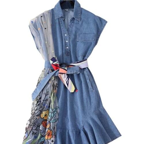 Fashion Print Big Swing Women Summer knitting Mesh Patchwork Party A Line Slim Dresses vestidos Elegant