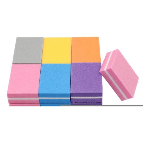 100pcs Double-sided Mini Nail File Blocks Colorful Sponge Nail Polish Sanding Buffer Strips Polishing Manicure Tools NAD005