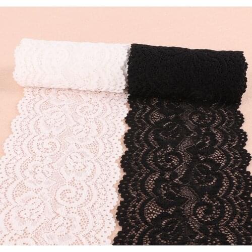 2yards/lot 10cm White Black Elastic Lace Ribbon Trim Fabric Embroidered lace Trim For Sewing Decoration DIY Garment Accessories
