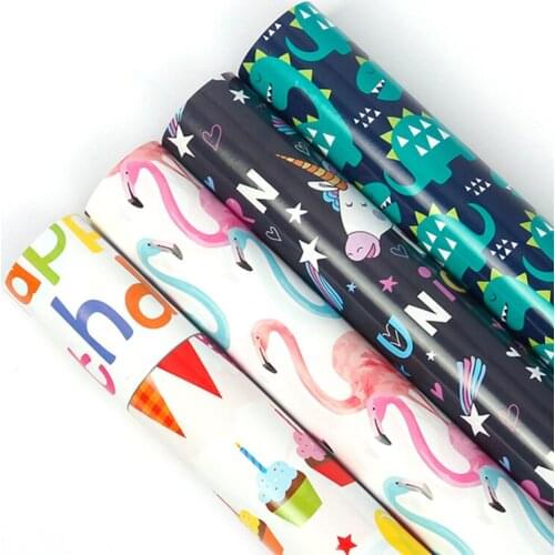 20pc/lot 50*70cm Gift Flower Wrapping Paper Birthday Gift Wrapping Paper Unicorn Dinosaur Flamingo Packaging