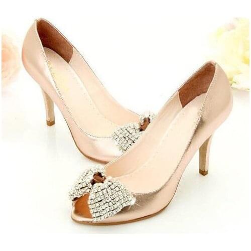 2020 Summer Popular Rhinestone bridal party wedding shoes women comfortable Gold Sparkling Shining Sheepskin Women Shoes