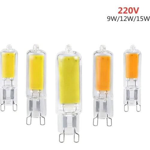 9W 12W 12W G9 LED Light Bulbs COB Glass LED Lamps Replace 20W 30W 40W Halogen Bulb for Pendant Lighting Fixture Chandeliers