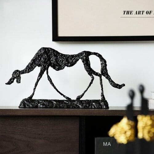 Creativity Abstract Animal Hunger Seeking Dog Sculpture Modern Statue Metal Figurine Crafts Home Decor Accessories Gift
