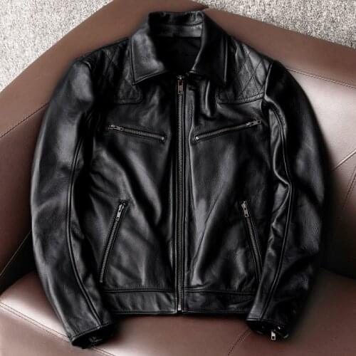 Free shipping.Plus size Pro motor biker leather jacket.Protective gears cowhide coat.men slim cool leather clothes,quality