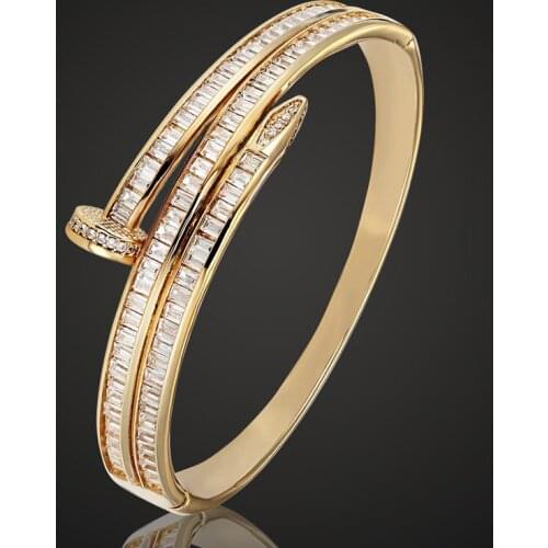 Zlxgirl Brand Women size Copper cubic zircon Bangle jewelry Classic Love Bangle Womens Zirconia bangles Bridal Accessories