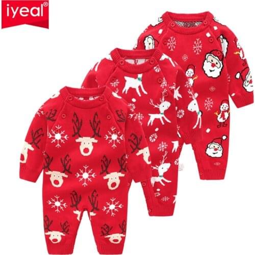 IYEAL Fall Winter Warm Infant Baby Rompers Christmas Cartoon Animal Overalls Kid Boy Girl Clothes Baby jumpsuit for the New Year