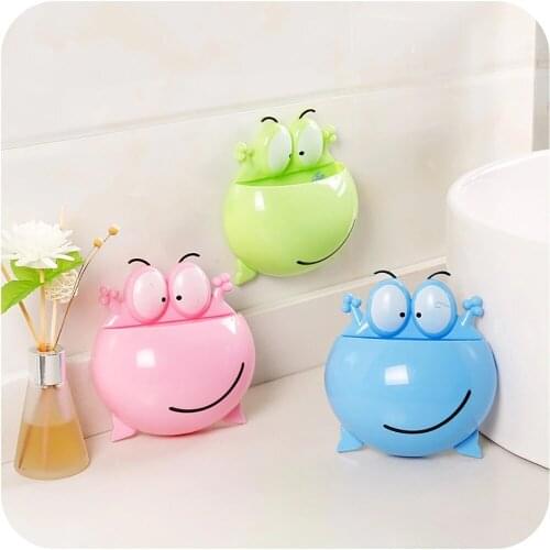 Cute Frogs Toothbrush Holder Bathroom Accessories Wall Suction Cups Shower Holder Sucker Toothbrush Holder Suction Hooks Shelf