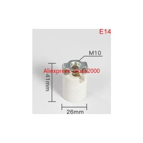 E14 lamp base holder Pottery and Porcelain body steel hanger Ceramic E14 lamp holder m10 bracket lamp socket Full thread smooth