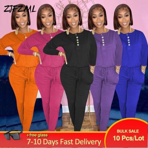 Bulk Items Wholesale Lots Concise 2 Piece Matching Set Female Tracksuit Round Neck Full Sleeve Top+workout Jogging Suit Outfit