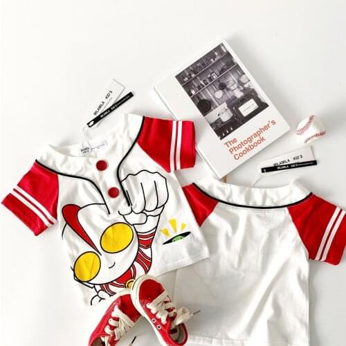 Tonytaobaby Summer New Boys and Girls' Baseball Cartoon Short Sleeve T-shirt Boys and Girls' T-shirt