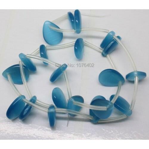 Mini. order is $7!12x16mm Beautiful Blue Cats Eye Heart Loose Beads 15"