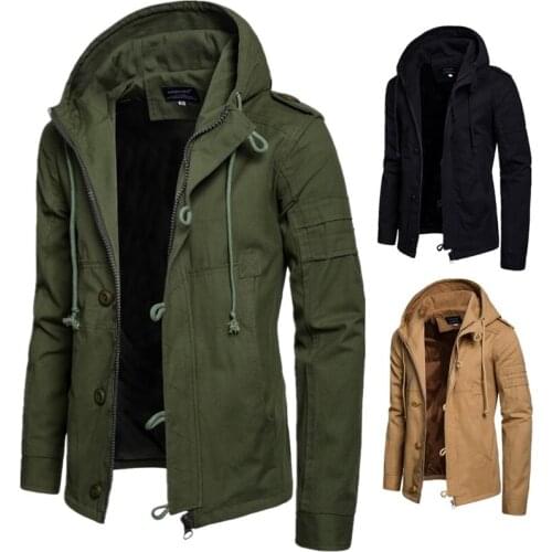 2019 Bomber Jacket Men Autumn Winter Waterproof Military Tactical Jackets Windbreaker Vintage Mens Coat Outdoor Hooded KK3097