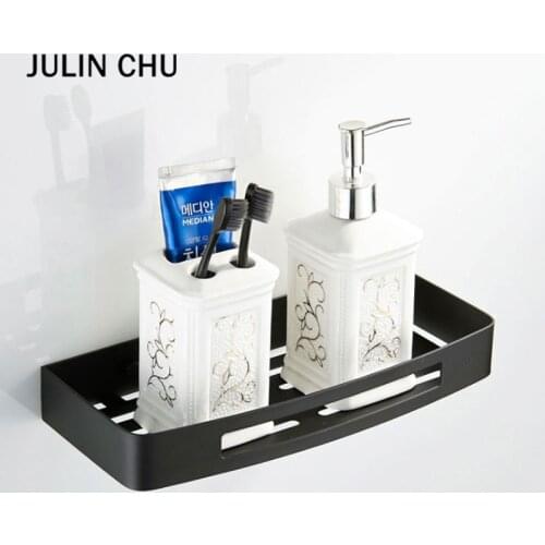 304 Stainless Steel Bathroom Shelf Black Kitchen Bathroom Shower Soap Shampoo Towel Storage Rack Wall Mount Suqare Shleves 30cm