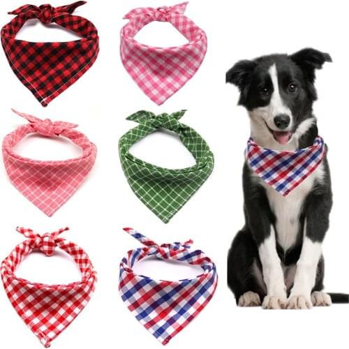 Miflame Plaid Dog Bandana For Dogs Harness Labrador Spitz Small Big Dogs Feeding Accessories Dog Bibs Scarf For Pet Cat Supplies