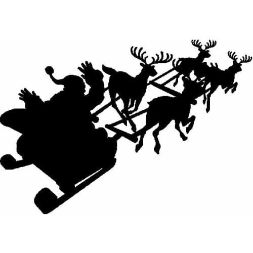 Driving Christmas Sleigh Decals High Quality Car Window Decoration Personality Pvc Waterproof Decals Black/white, 19cm*13cm