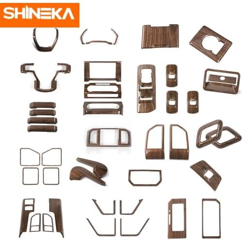 SHINEKA Car Dashboard Steering Wheel Air Outlet Speaker Ring Gear Shift Panel Trim Sticker Kit For Ford F150 2015 Up Accessories