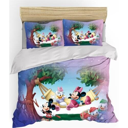 Disney Mickey Mickey Minnie Donald Duck Cartoon Cute Comfy Duvet Bed Cover Pillowcase Boys and Girls Bedroom Decor Home Textile