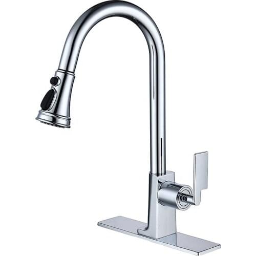 Original design Brass Pull out Kitchen sink faucet with 3 Function spray High Quality Kitchen mixer faucet with cover ,Chrome