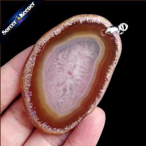 High Quality Natural Crystal Cluster Gem Stone Jewelry Polished Faceted Agates Slice Beads Pendant Necklace for Women WS237