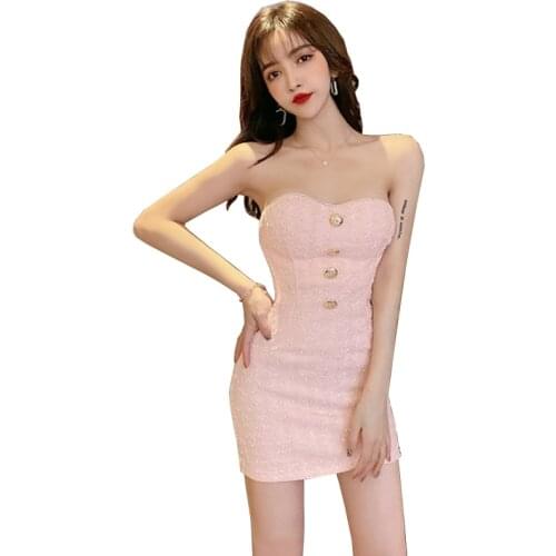 ZC2697 new 2020 summer women fashion Sexy buttons show thin short section wrap hip dress cheap wholesale
