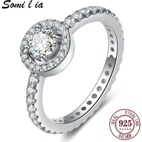 Somi l ia 100% 925 sterling silver ring Classic style Diamond jewelry Moissanite ring Wedding Party Anniversary Ring For Women