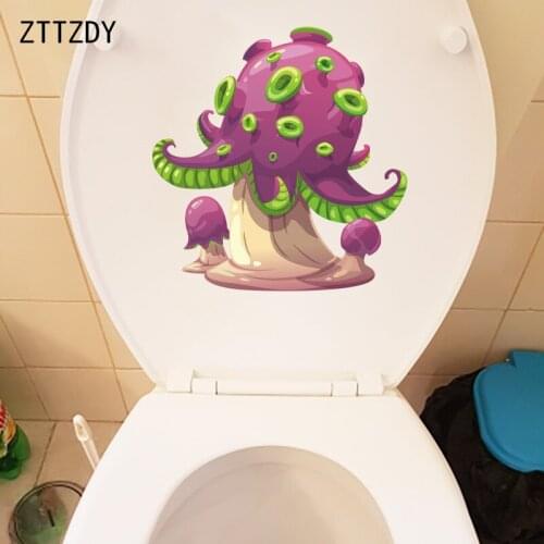 ZTTZDY 22.5×23.4CM Creative Cartoon Mushroom Bathroom Toilet Stickers Home Room Wall Decor T6-0203