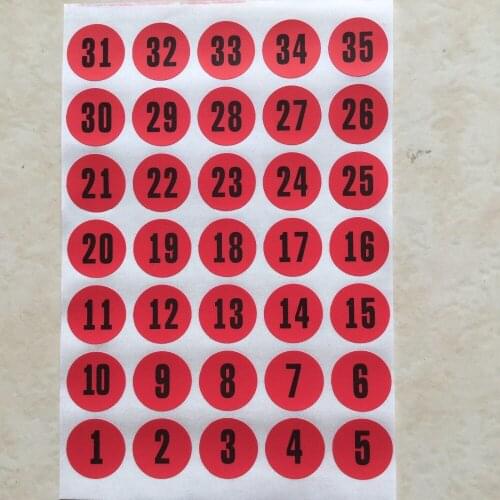 100 sheet/lot, Diameter 16mm, 1 to 35 round self adhesive paper label sticker of classification, Item No.OF26
