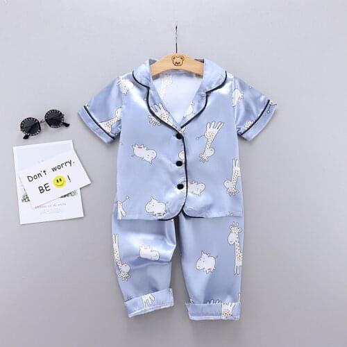 2020 Popular New Children Sleepwear Animal Dot Print Casual Tops Short Sleeve +Trousers Pajamas 2pcs Sets Baby Boy Girl Pajamas