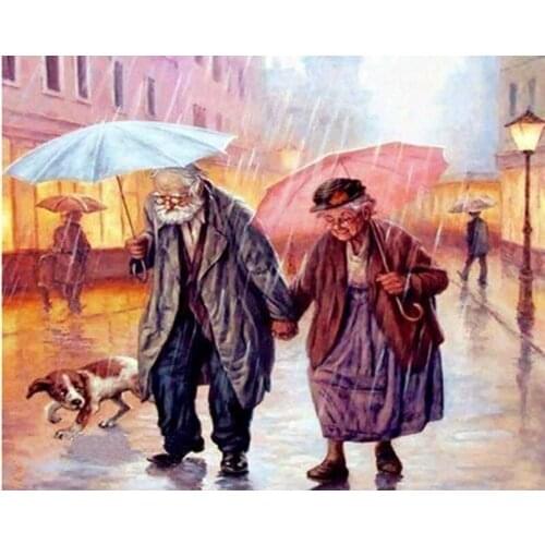 5D DIY Diamond Painting Old Couple Cross Stitch Kit Full Square Diamond Embroidery Cartoon Mosaic Picture of Rhinestones Decor